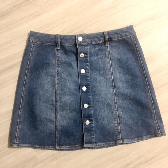 Mossimo‎ Button Down 90s Blue Denim Midi Skirt - Picture 4 of 6